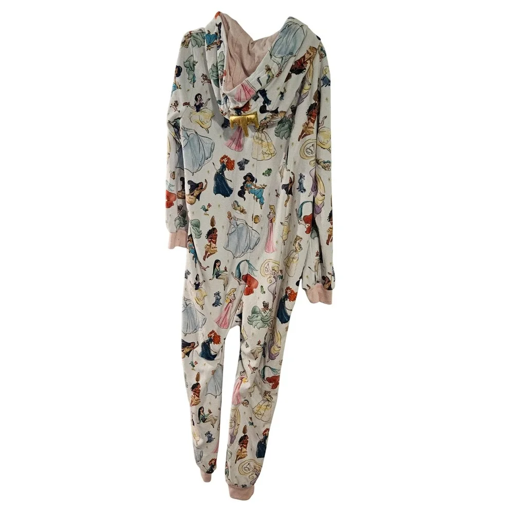 Disney Store Princess Pajamas Hooded‎ One Piece Sleepwear Girls Size 9 10